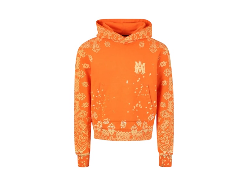Pre-owned Amiri Men's  Bandana Bleach Hoodie In Orange